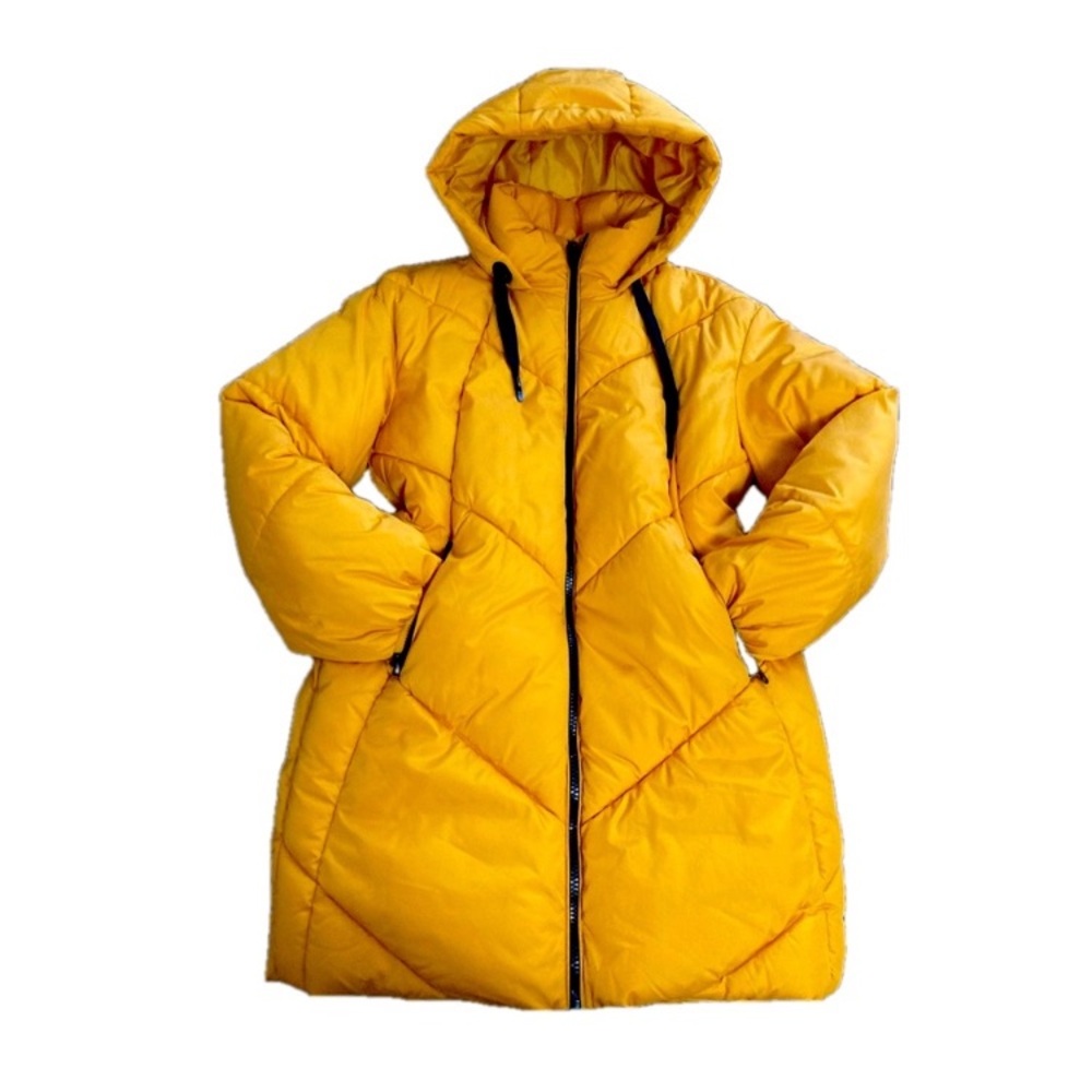 Oversized Yellow Hooded Women's Puffer Coat